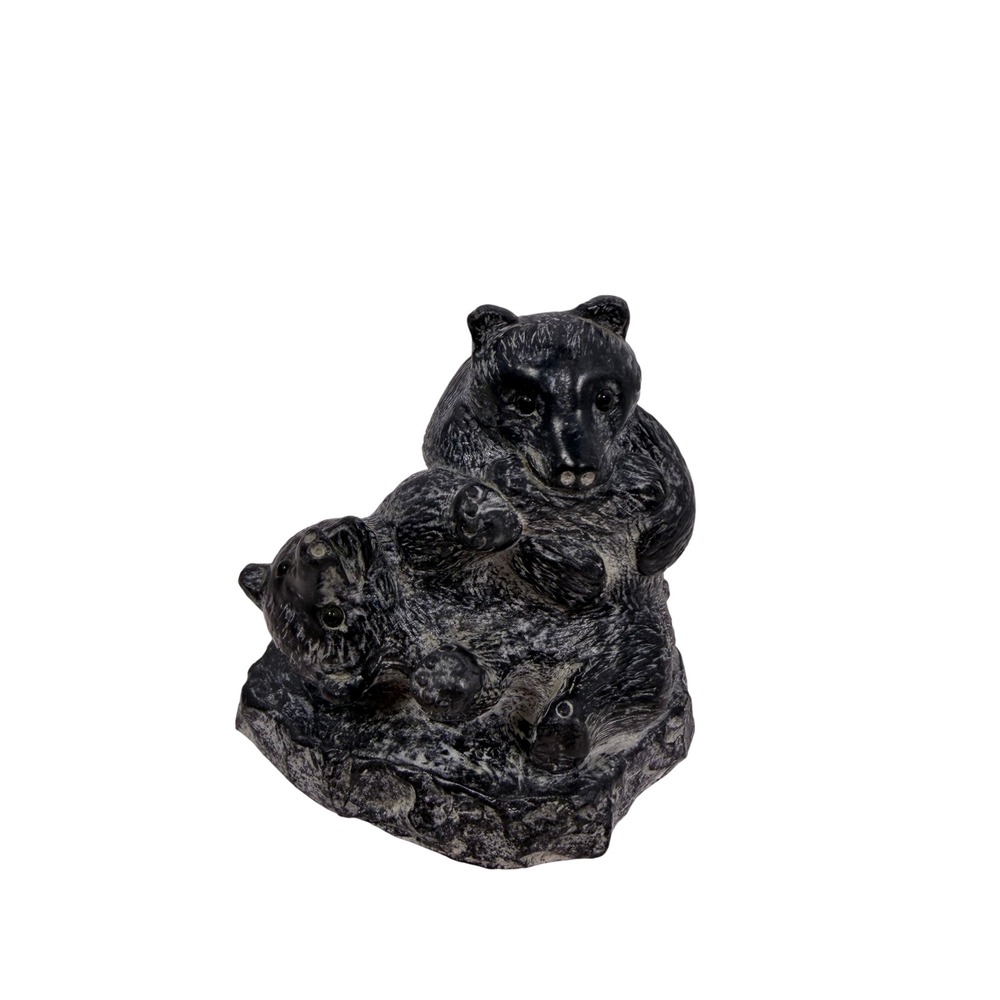 A Wold Original Rustic Cabin Decor Bear Figurine Black Soapstone Composite